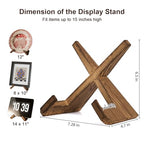 Wooden Plate Stands for Display, Wood Plate Holders for Displaying, Decorative Picture Frame Stand, Easel for Sign, Cookbook, Now Playing Vinyl Record, Recipe Book Holder for Photo, Plaque, Platter