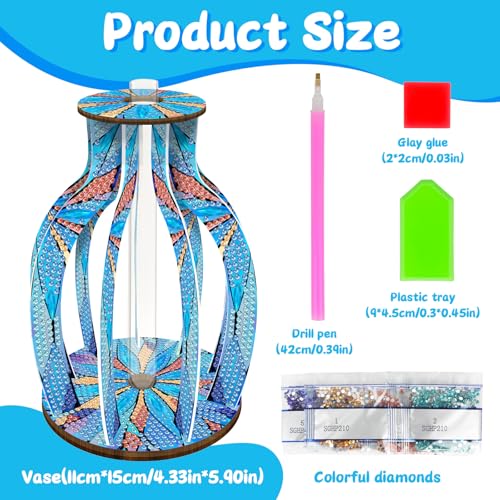 ILYUFO Diamond Art Kits for Adults, DIY Vase Diamond Art, Diamond Painting Kit, Ideal Desktop Ornaments & Thoughtful Female Gifts (Ocean) - color: ocean