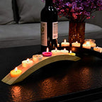 Wooden Bridge Candle Holders 15 inch in Length, Long Tea Light Candle Holders Bar, 7 Candle Seat-Black - color: Black