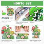 5D Tabletop Diamond Art Kit Cactus Pot, Stand Up Special Shaped Crystal Diamond Art Desktop Kits for Adults, DIY Diamond Art Painting Kits Craft Gift (Green) - color: Cactus Pot