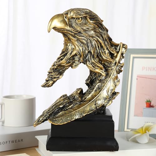 H&W Golden Bald Eagle Figurines - The USA's National Emblem - Resin Statue Decoration for Home/Study/Living Room, Great Collectible Figurines, Best Gift for The Man, Golden (HH17-D4) - color: Eagle-golden