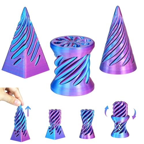 3PCS Impossible Cone,3D Printed Spiral Cone Fidget Toys,Impossible Pyramid Passthrough Sculpture,Stress Relieving Toys for Adults and Kids,Stocking Filler White Elephant Gifts(Light Purple) - color: Light Purple