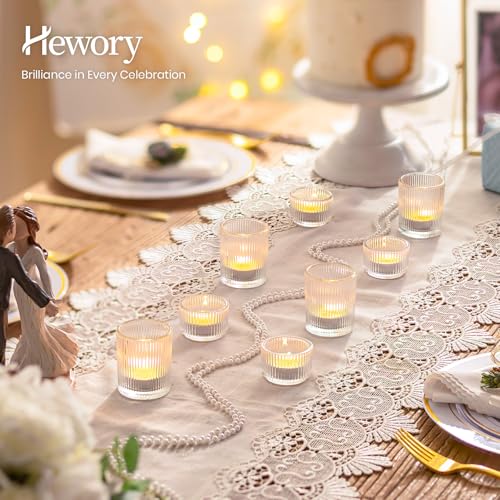 Hewory Glass Tealight Candle Holder: 24 Pcs Clear Tea Lights Votive Candle Holders for Table Centerpiece, Small Glass Tea Light Candleholders Bulk for Christmas Wedding Party Living Room Home Decor - color: Clear, size: 24PCS