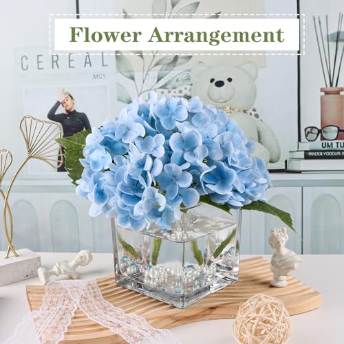 1 Pack Square Glass Vase 5" x 5" x 5", Clear Flower Vase for Centerpieces, Candle Holder for Wedding Party Events, Home Décor - size: 5inch
