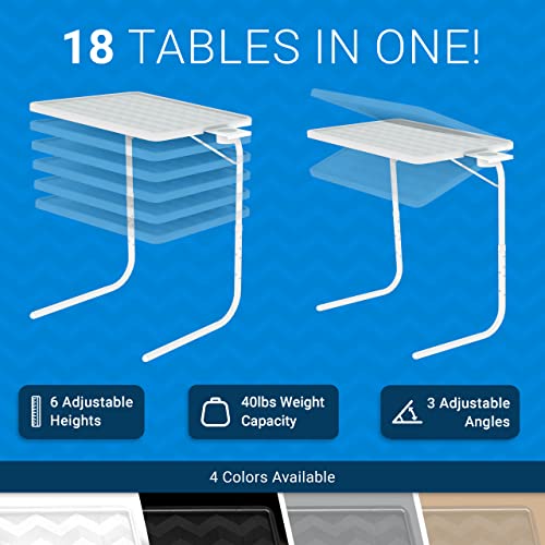 Table-Mate TV Tray Table | Portable Desk Folding Dinner Tray, Couch Table Trays for Eating Snack Food, Portable Laptop Desk, Bed Trays for Eating | Adjustable TV Trays with 3 Angles and Cup Holder - color: Black, size: 15"D x 21"W x 29"H
