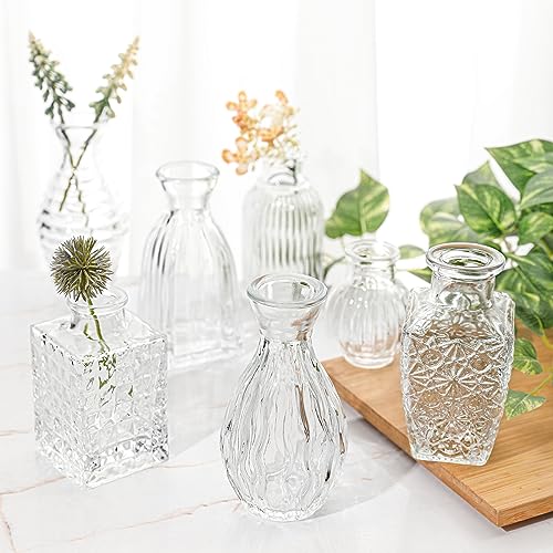 Glass Bud Vase Set of 32 Pcs, Small Glass Vases for Flowers, Clear Bud Vases in Bulk, Vintage Vases for Wedding Centerpieces, Wedding Decorations, Home Table Flower Decor - color: Clear