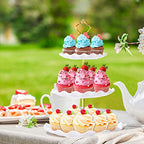 BACUTHY 3 Tier Cupcake Stand Holder, Plastic Cup Cake Stand Towel with Tiered Serving Tray for Cupcakes, Donuts, Fruits and More, White (White) - color: White