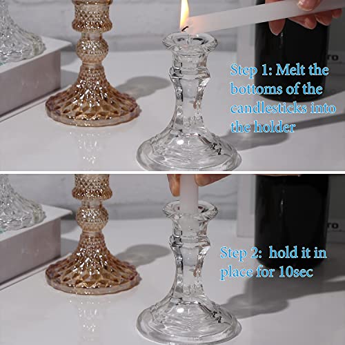 DARJEN Candlestick Holders Set, 4" H Taper Candle Holders Bulk, 12Pcs Clear Glass Candle Holders for Wedding, Festival, Party & Windowsill Decor - color: Hexagonal