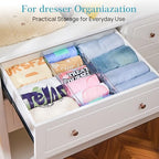 Vtopmart 12 Pack Drawer Dividers for Clothes, 4" High 10.2"-16.5" Adjustable Expandable Dresser Drawer Organizer, Clear Plastic Separators for Dresser, Baby Clothing, Underwear, Cosmetic, Toiletries - size: 4" H,10.2-16.5" L