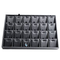 Black PU Leather Jewelry Display Tray 24 Grids Pendant Earrings Necklace Organizer Display Showcase Jewelry Storage Tray - style: Necklace Tray