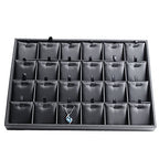 Oirlv Black Leather 24 Grid Jewelry Insert Tray Necklace Pendant Display Tray Jewelry Drawer Organizer（Pack of 1） - style: P017006