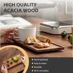 Vandroop Mini Wooden Serving Platter, Small Wood Serving Tray for Tea/Coffee (Acacia Wood, S) - size: 10" x 4.6" x 0.6"