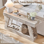 60" Farmhouse Entryway Table with Drawer, Wooden Hallway Foyer Table with Heavy Duty Base(Light Rustic Oak) - color: Light Rustic Oak