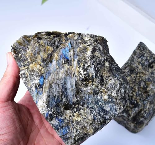 Blue Labradorite Bookends Heavy Duty Healing Crystal Stone Book Holders Decorative Book Ends Office Home Decor Small 1 Pair 2-3 Lbs - color: Labradorite, size: 2-3 pound