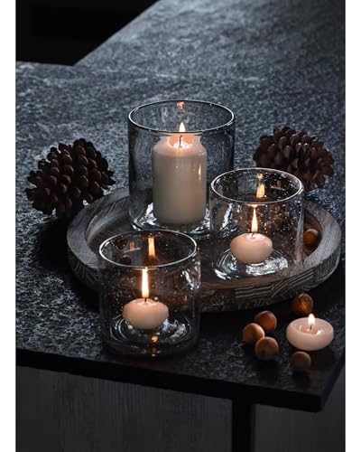 ARIAMOTION Glass Candle Holder Set 3 Clear Seeded Bubbles Modern Farmhouse Centerpieces Coffee Table Rustic Hurricane Cylinders Pillar Votive Tealight - color: Bubbles Clear (Tray)