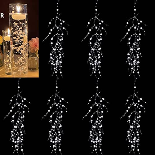 TeaSu Pearl String for Floating Candles, 12set Pearl Vase Filler for Wedding Centerpieces (White) - color: White