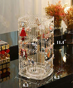 Sooyee 360 Rotating Earring Holder and Jewelry Organizer, 4 Tiers Jewelry Rack Display Classic Stand, 156 Holes and 160 Grooves for Necklaces Earrings Piercings, Clear - color: Clear