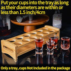 INFTYLE Shot Glass Tray Holder with 12 Holes Large Shot Glasses Set Serving Stand Organizer for Tequila Whiskey Brandy Vodka Rum Party Club Bar Home Spirit Tasting (Only Tray, Cups Not Included) - style: 2x6 long