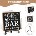 Toerifer Coffee Bar Decor, Funny Coffee Sign, Wooden Table Display, 5x5 Inches, Black, Rustic - style: coffee sign 01