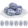 6pcs Ceramic Easter Eggs - Chinoiserie Blue and White Easter Egg Decor for Home, Living Room & Office for Christmas, Halloween, Mother's Day, Easter and Housewarming(C) - size: C