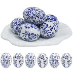 6pcs Ceramic Easter Eggs - Chinoiserie Blue and White Easter Egg Decor for Home, Living Room & Office for Christmas, Halloween, Mother's Day, Easter and Housewarming(C) - size: C