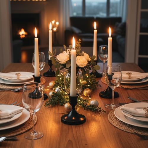 2 Pcs Black Candle Holders, Vintage Metal Taper Candle Holders Candles Stick Holder Decor for Home Wedding Party Anniversary Housewarming Gifts for Women Men(Black) - color: Black