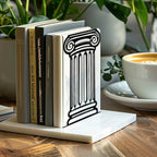 Peacoblue Metal Bookends for Shelves, Modern Decorative Heavy Duty Study Book Ends Stoppers for Office, Desk, Shelf, Room 5.3"x4.3"x7.9" Cast Iron Simple Tall Bookends 1 Pair (Roman Columns) - style: Roman Columns