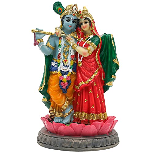 alikiki Indian God Radha Krishna Statue - 5.7”H Hindu Goddess Radha and God Krishna Sculptur India Murti Item Home Office Temple Mandir Shrine Altar Pooja Item - size: 5.7”H