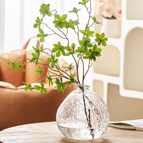 Clear Glass Vase,Hammered,Fluted Glass Vase,Unique Modern Flower Vases for Centerpieces, Large Glass Vases for Living Room Decor,Dining Table Decor,Mantle,Shelf Decor,Clear - color: Clear