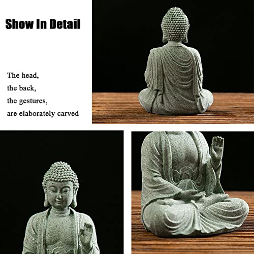 fazhongfa Mini Buddha Statue 4.7 Inch Natural Stone Handmade Buddha Sculptures Creative Zen Garden Aquarium Fish Tank Decorations Home Decor to Friend Family Mom Father as Gift (Meditation) - style: Meditation