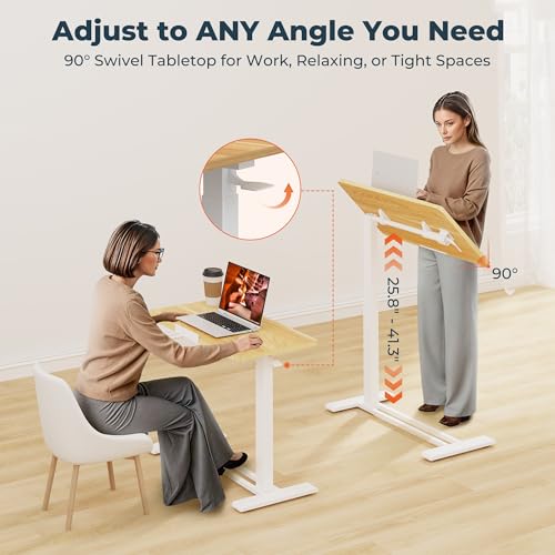 Medical Adjustable Overbed Bedside Table with Casters 90° Tilting Desktop Pneumatic Mobile Rolling Laptop Computer Standing Desk Cart with Tray, Hospital Table(31.5" W x 17.7" D, Maple) - color: Maple, size: 3218