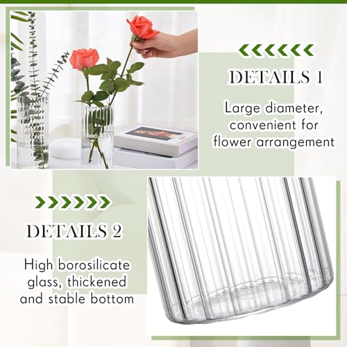 6 Pcs 8 Inch Tall Glass Ribbed Cylinder Vases Clear Floating Candle Flower Vase in Bulk, Hurricane Candle Holder for Wedding Housewarming Gift Table Centerpieces - color: Clear, size: 8 Inch