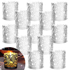 LOVEINUSA 48pcs Votive Candles Holders Wraps, Silver Tea Light Candle Fairy Home Decoration (No Bottom) - color: Silver