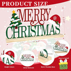 COCHIE Metal Merry Christmas Sign, Christmas Tree Table Centerpieces Decorations for Home, Office, Shelf, Mantel, Indoor, Xmas Red and Green Party Decor Supplies (XMAS A) - style: XMAS A