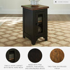 Signature Design by Ashley Valebeck Rustic Farmhouse Chair Side End Table with Cabinet Door, Distressed Black - color: Black