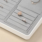 Microfiber Ring Display Stand Small Ring Tray Showcase Jewelry Display Home Organizer(Gray) - size: 5.49" x 5.51" x 0.78"