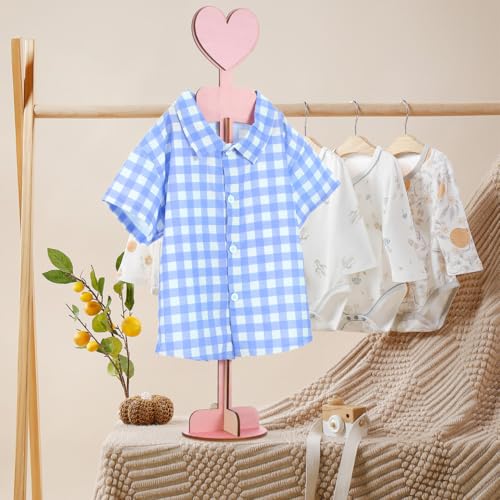 Alipis Child T Shirt Display: Wood Stand Shirt Rack - Portable Hanging Black - Baby Clothes Hanger Rack for Clothing Garment Retail Vendor - color: Pink