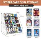 5 & 7 Tier Trading Card Display Stand, 12" Clear Acrylic Card Stands for Display, versatile Card Stands for Sports Cards, Graded & Greeting Cards, Postcards, Vendor Stickers, with Snap-On Assembly (Tall 5 Tier) - size: Tall 5-Tier