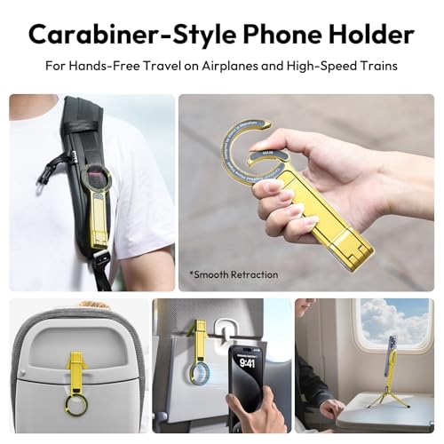 ULANZI MA30 Magnetic Phone Tripod Stand for iPhone - Aluminium Maglock Smartphone Mini Tripod Pocket Cell Phone Stand Strong Magnet Quick Mount Compatible with iPhone 17 16 15 14 13 12 Series, Gold - color: Gold
