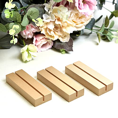 UNIQOOO 10 Pack 4" Gold Birch Wood Stands for Wedding Acrylic Sign, Wood Table Number Holders for 1/8 Thick Acrylic Sheets | Wedding Display Stand, Card Holder for Bar Menu, Retail Sign, Party - color: Gold Birch 10 Pack