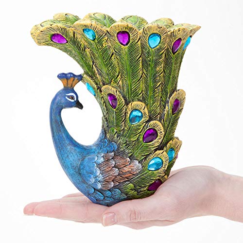 Bits and Pieces - Peacock Vase - Polyresin Sculpted Vase