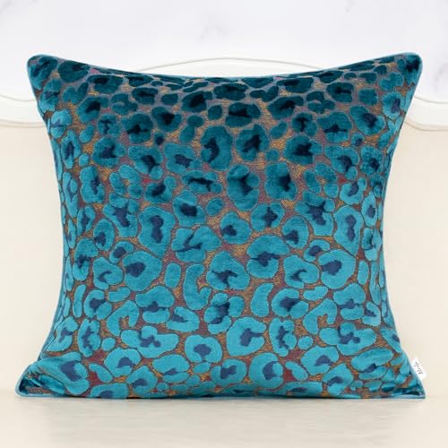 Alerfa Blue Floral Throw Pillow Cover 18 x 18 Inch Cut Velvet Sqaure Luxury Decorative Pillow Cover for Couch Living Room Bedroom - color: Blue, size: 18" x 18" (Pack of 1)