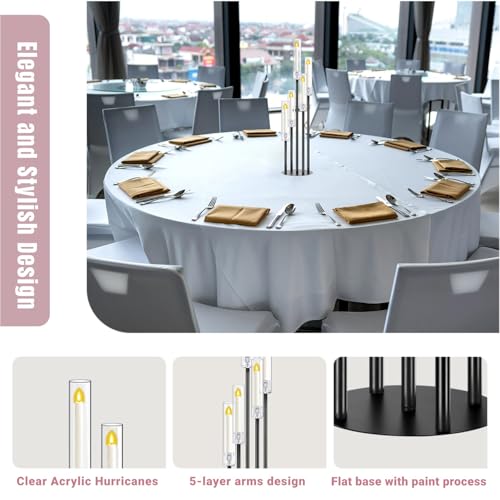 Black Taper Candle Holders for LED Candles Metal 5 Arms Candelabra Candlestick Holders for Wedding Engagement Party Decoration Tabletop Centerpieces (1, M) - size: Medium