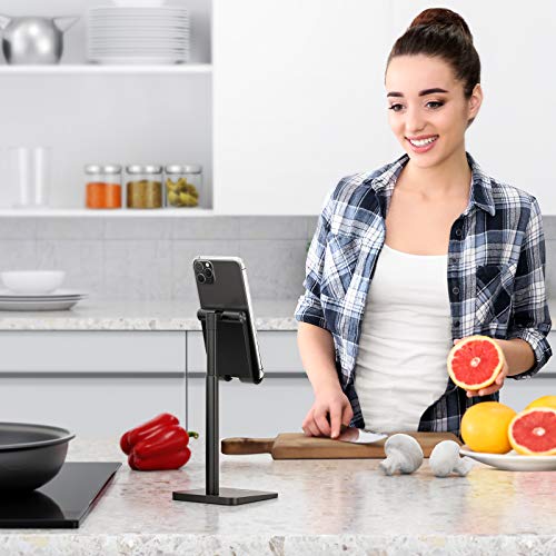 OMOTON Cell Phone Stand, Adjustable Angle Height Desk Phone Dock Holder for iPhone Air /17/17 Pro/XS Max/XR, Samsung Galaxy S20 / S10 / S9 / S8 and Other Phones (3.5-7.0-Inch), Black - color: Black