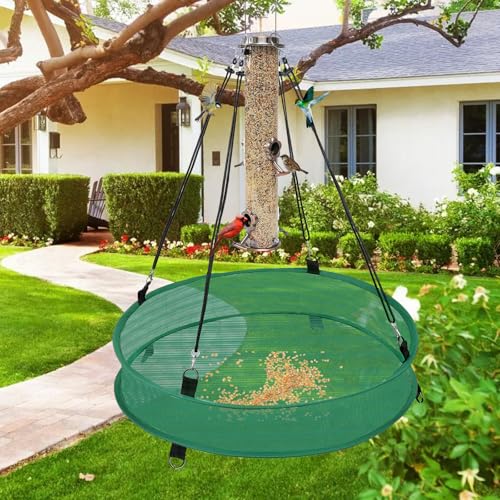 2Pcs Bird Seed Catcher Tray for Hanging Bird Feeder Platform, 4" Deep Birdseed Hoop for Hummingbird Feeders Bee Feeder Outdoor Garden Accessories (Green, 20inch) - size: 20inch