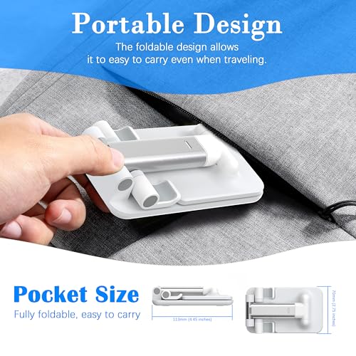 Cell Phone Stand, Adjustable Angle and Height Cell Phone Holder for Desk, Foldable and Portable, Anti-Slip Silicone Pad, Compatible with All Mobile Phones and 4-8 Inch Devices (White&White) - color: White&White