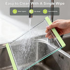 Tempered Glass Cutting Board Set for Kitchen Counter - Dishwasher Safe with Juice Grooves, Non-Slip Silicone Edges & Beveled Grip - 16"x12" & 12"x8" Serving Tray (Green) - color: Green