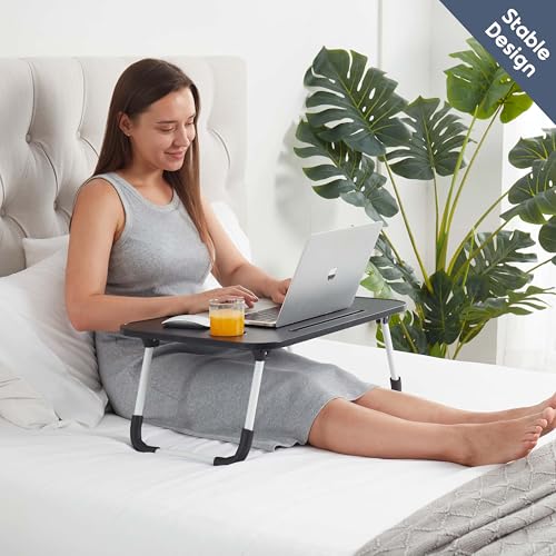 Laptop Bed Tray Table, Adjustable Laptop Stand, Portable Lap Desks with Foldable Legs, Reading Desk for Sofa Couch Floor - Large - size: Large