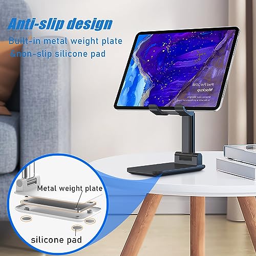 2 Pcs MT-6 Cell Phone Holder, Adjustable Angle and Height, Anti-Slip Silicone Pad, Foldable and Portable, Compatible with 4-8 Inch Devices(Black+Green) - color: black&green