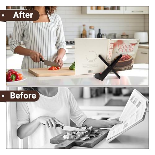 Yuoyar Wooden Cookbook Stand for Kitchen Counter - Detachable Recipe Book Holder - Kitchen Decor and Accessories